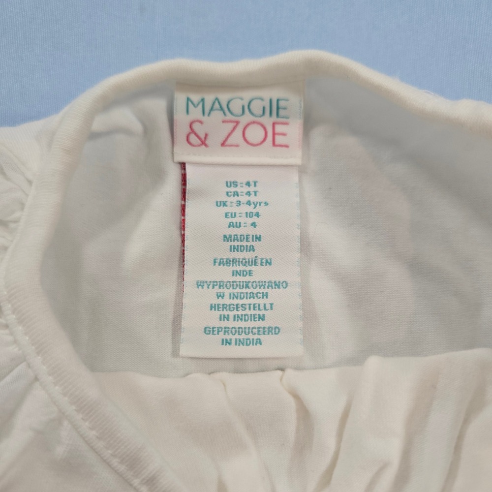 Maggie & Zoe Girls Swiss Dot Ruffle Sleeve Peplum Top White 4T - Picture 3 of 7